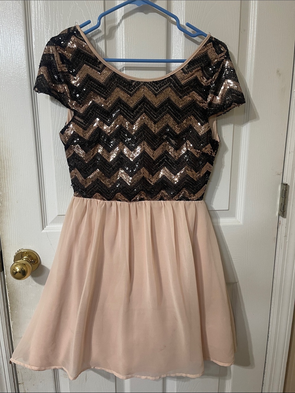 Rue21 Black & Blush Sequin Chevron Party Dress
